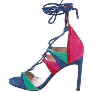 Stuart Weitzman Multicolor Leg Wrap LaceUp Heels📦